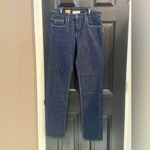 Blue Straight-Leg Jeans with Raw Denim Finish